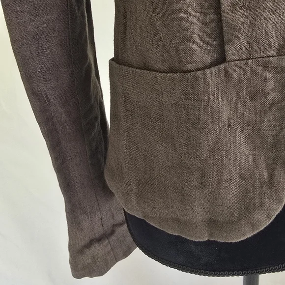 Young Fabulous & Broke women S blazer 100% linen open front pockets olive, lined - Picture 5 of 9